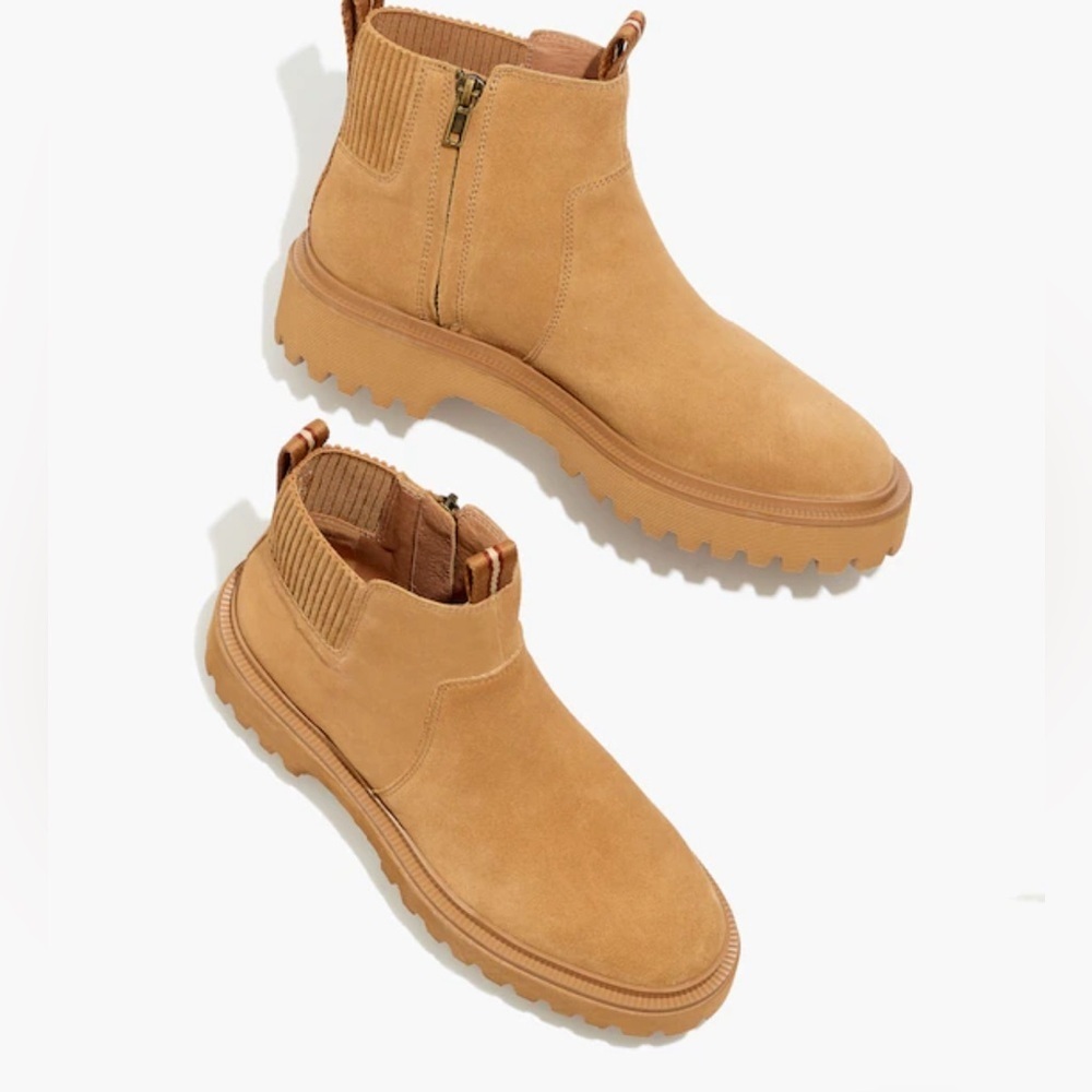 MADEWELL women’s The Henry Lugsole Boot in Suede size 39 camel Chelsea boot